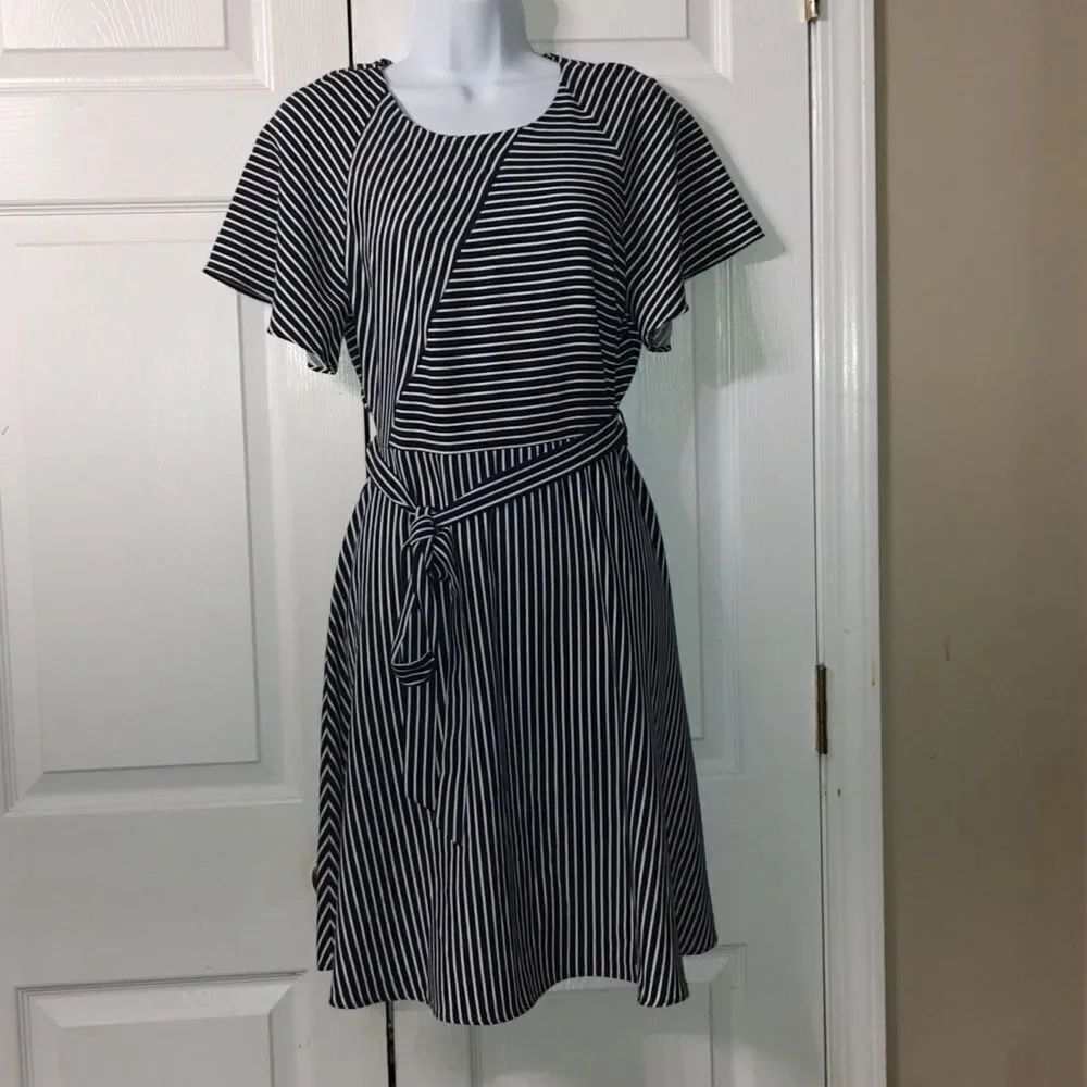 Banana Republic Factory Dark Navy and White Striped Dress NWOT Size 4